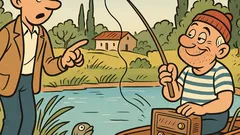 Barzelletta: Un uomo vede una canna senza fili