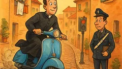Barzelletta: un prete in Vespa sfida il rosso